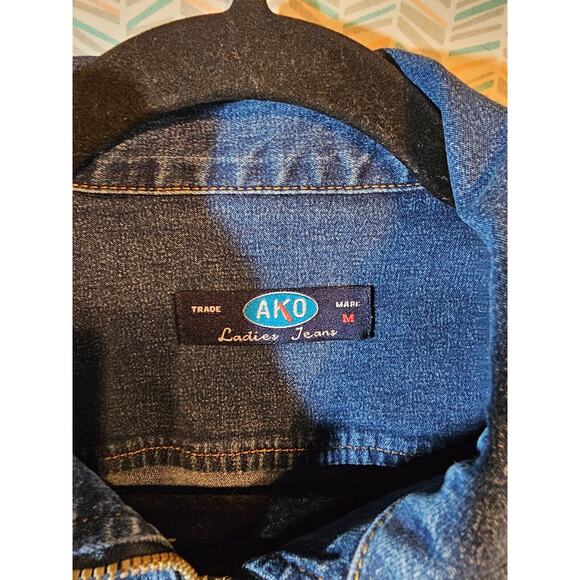 Vintage AKO Ladies Jeans Jacket Sz Medium 90's Y2K Denim - Picture 4 of 5